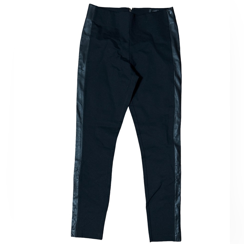 J Crew Black Striped Leather Skinny Pants